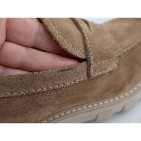 La Canadienne Devin Suede Shearling Penny Loafers Brown Suede Size 7.5 Chunky - Picture 10 of 14